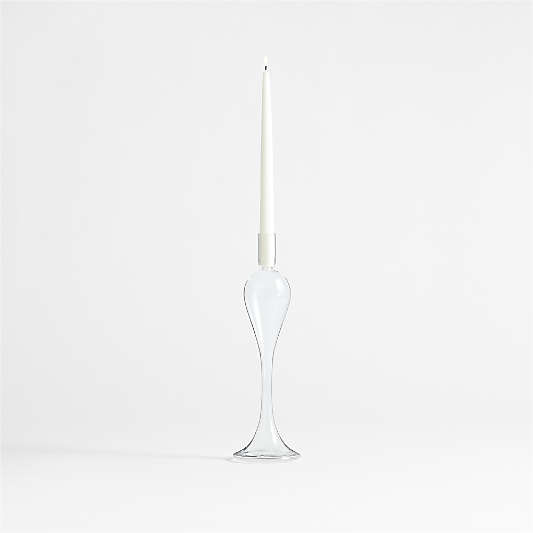 Milano Small Clear Glass Taper Candle Holder 14"