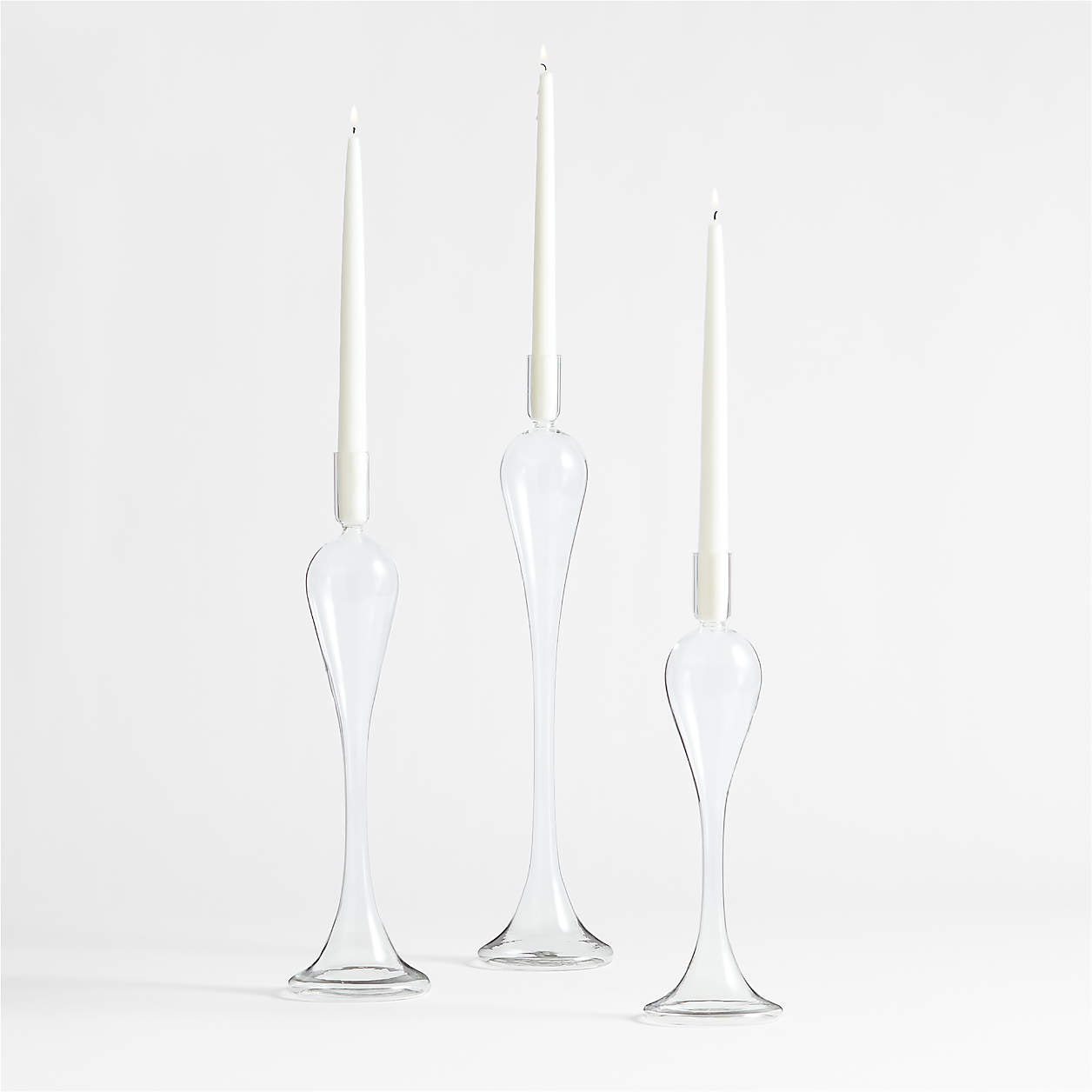 Milano Clear Glass Taper Candle Holders, Set of 3 + Reviews Crate