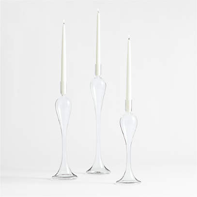 Milano Clear Glass Taper Candle Holders, Set of 3 + Reviews