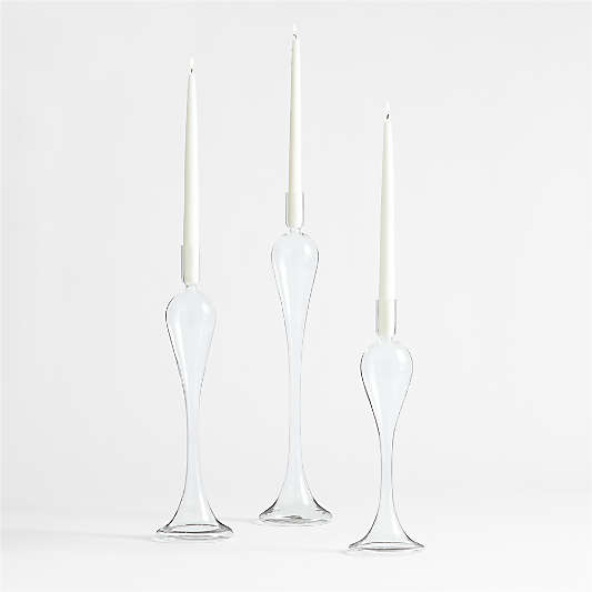 Milano Clear Glass Taper Candle Holders