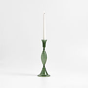 Milano Large Green Glass Taper Candle Holder 12.5"