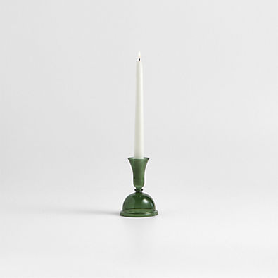 View Milano Small Green Glass Taper Candle Holder 5.2" details