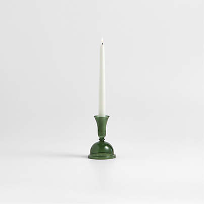 Milano Small Green Glass Taper Candle Holder 5.2"