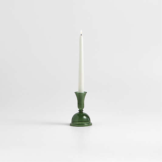 Milano Small Green Glass Taper Candle Holder 5.2"