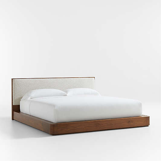 Milano Natural Walnut Wood Upholstered King Bed