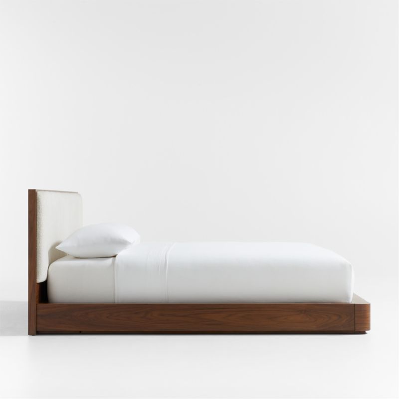 Milano Natural Walnut Wood Upholstered King Bed