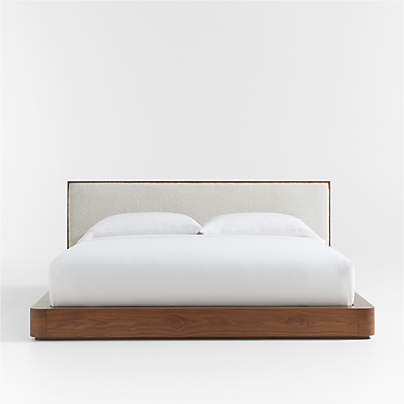 Milano Natural Walnut Wood Upholstered King Bed