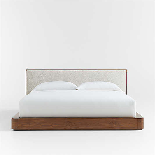 Milano Natural Walnut Wood Upholstered King Bed