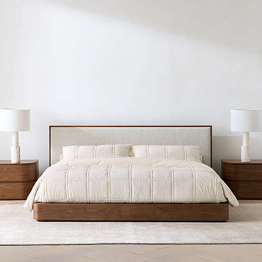 Milano Walnut Wood Upholstered Bed