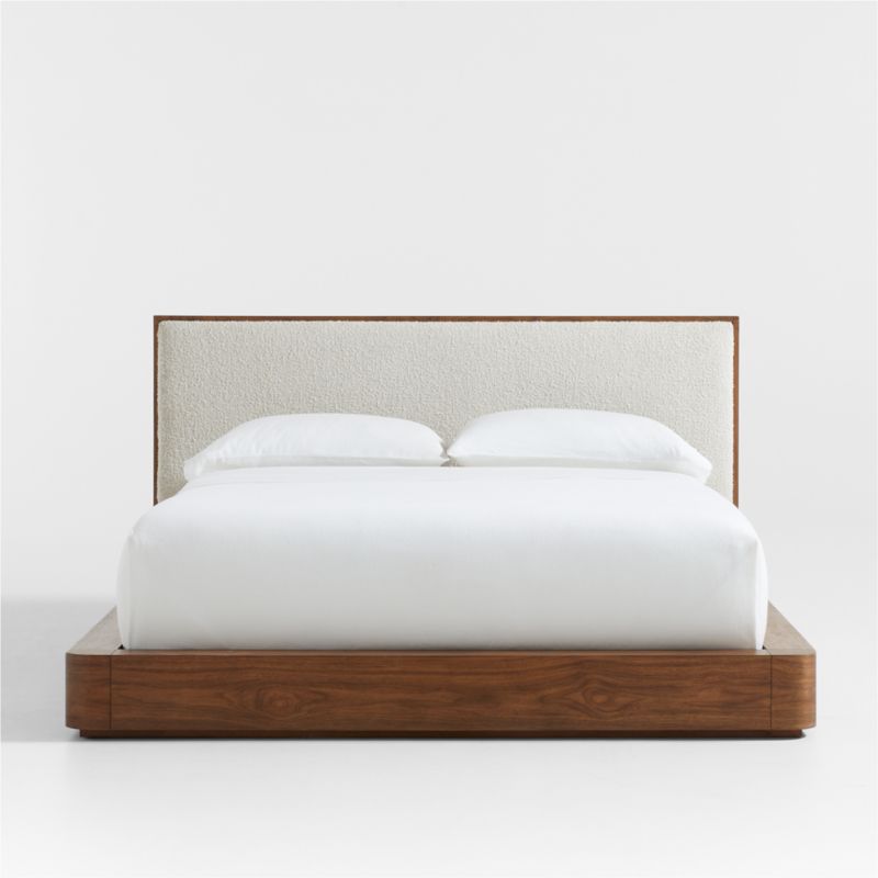 Milano Natural Walnut Wood Upholstered King Bed