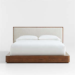 Teak Wood Cushion Back Modern Bed Headboard