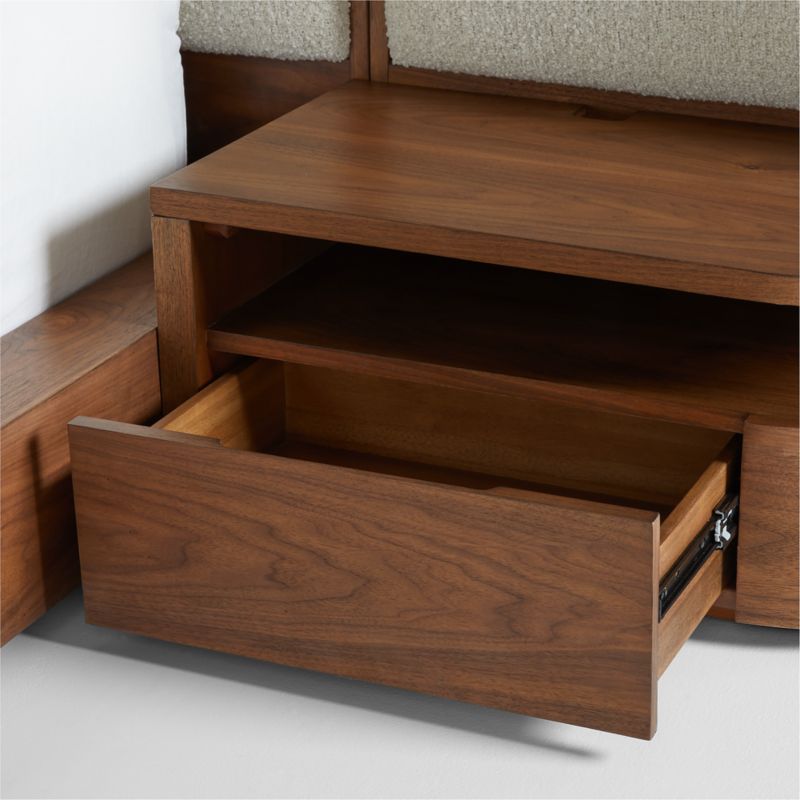 Milano Natural Walnut Wood Upholstered King Bed with Nightstands - image 8 of 13