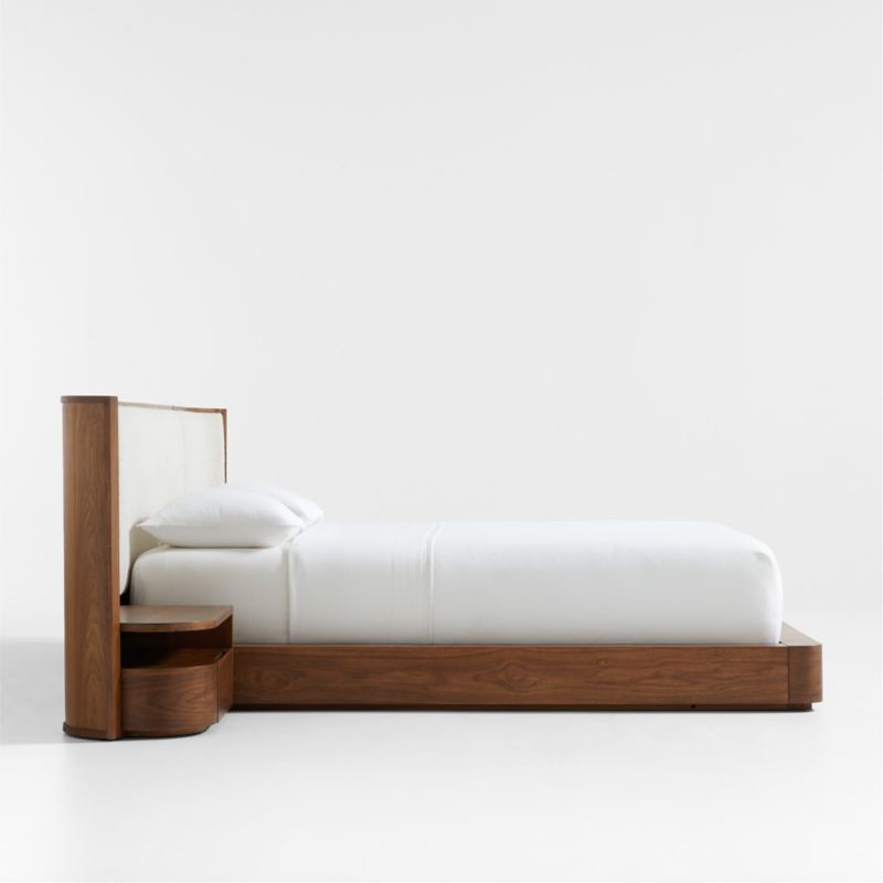 Milano Natural Walnut Wood Upholstered King Bed with Nightstands - image 4 of 13