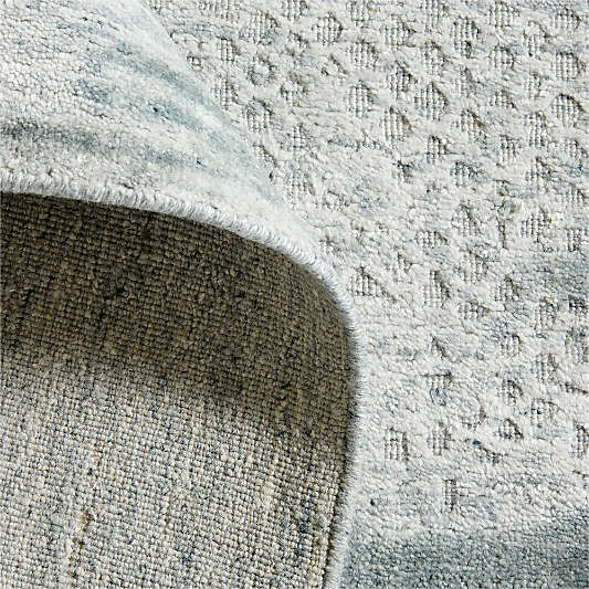 Milano Wool and Viscose Hand-Knotted Turquoise Blue Area Rug