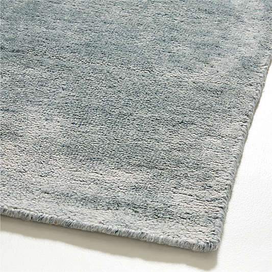 Milano Wool and Viscose Hand-Knotted Turquoise Blue Area Rug 9'x12'