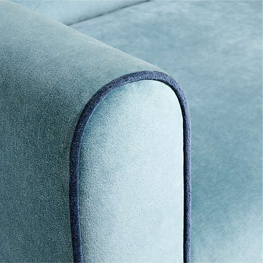 Miles Ocean Blue Velvet Nursery Power Recliner Swivel Chair with Wooden Base