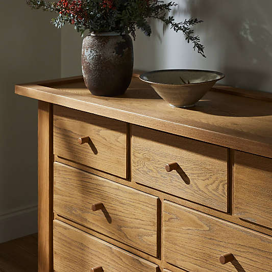 Millbrook 85" Natural Light Oak Wood 10-Drawer Dresser