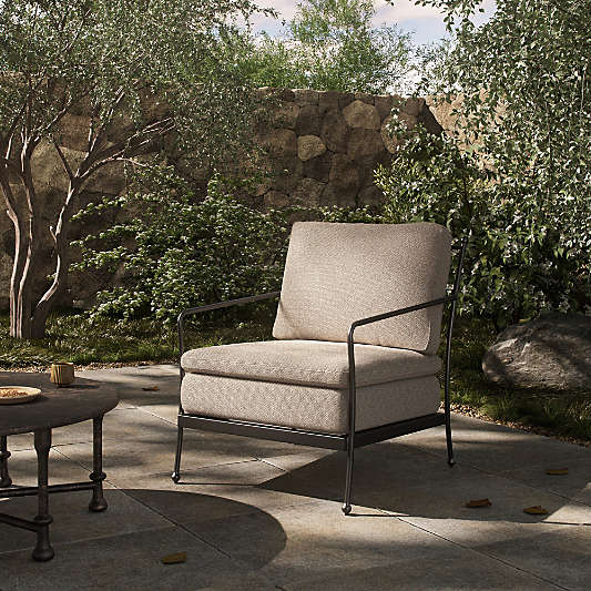Millie Ecru Metal Outdoor Lounge Chair