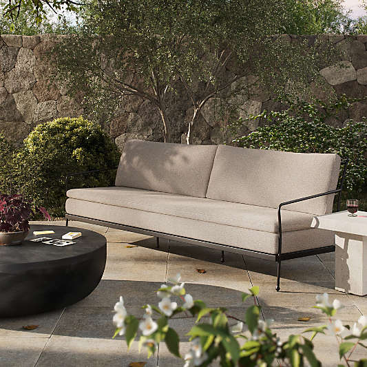 Millie 96" Ecru Metal Outdoor Sofa