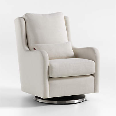 Milo Cream Nursery Swivel Glider Chair with Silver Base