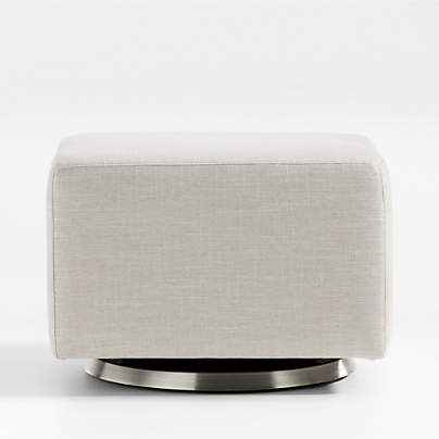 Milo Cream Nursery Gliding Ottoman with Silver Base