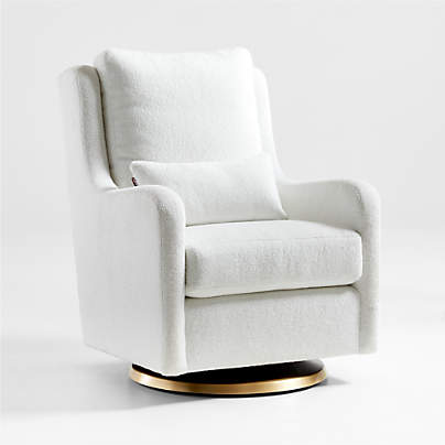 Milo Faux Sherpa Nursery Swivel Glider Chair with Gold Base