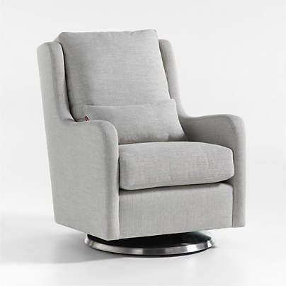 Milo Grey Nursery Swivel Glider Chair with Silver Base