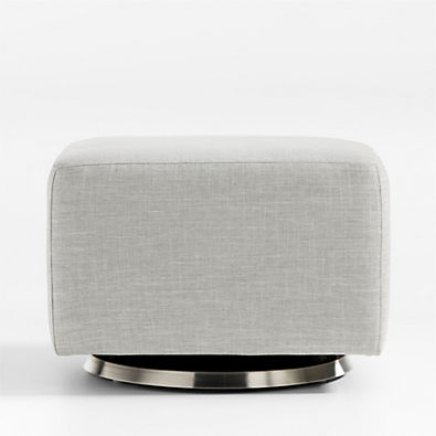 View Milo Grey Nursery Gliding Ottoman with Silver Base details