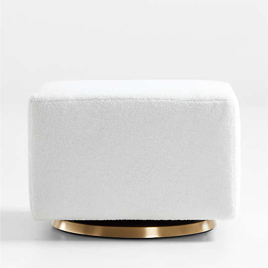 Milo Faux Sherpa Nursery Gliding Ottoman with Gold Base