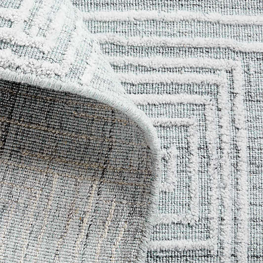 Milos Wool and Viscose Handwoven Blue Area Rug 10'x14'