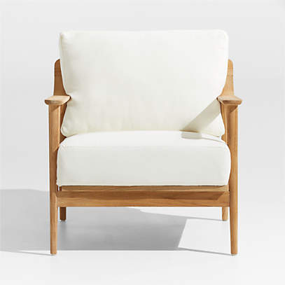 Milos Teak Wood Outdoor Patio Lounge Chair With White Cushions Crate Barrel - Why Is Teak Good For Outdoor Furniture