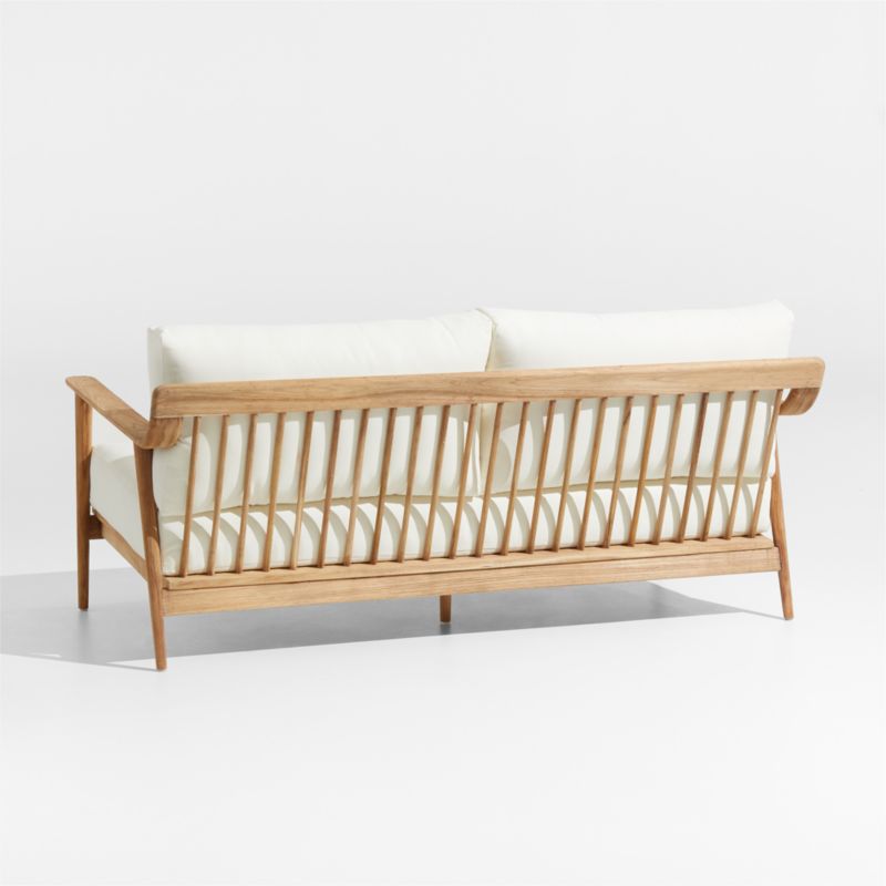 Milos Teak Wood Outdoor Patio Loveseat with White Cushions - image 5 of 6