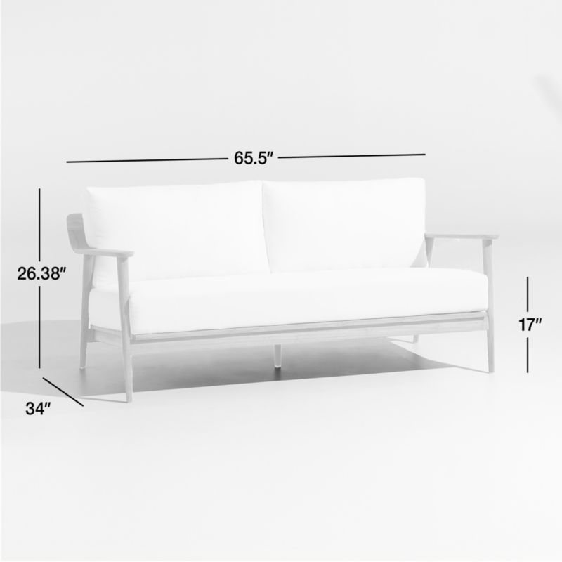 View Milos Teak Wood Outdoor Patio Loveseat with White Cushions - image 2 of 6