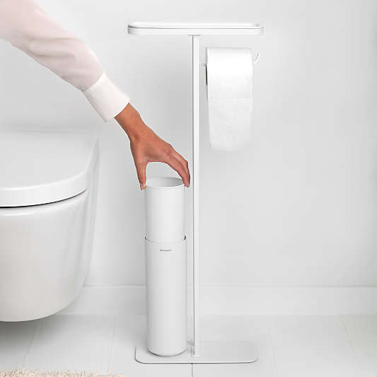 Brabantia Mindset White Metal Toilet Butler Toilet Paper Holder and Brush