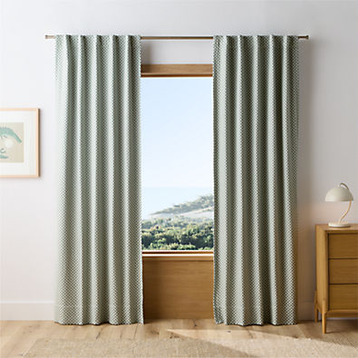 View Mini Checker Verte Green Kids Organic Cotton Blackout Curtain Panel 44"x84" details