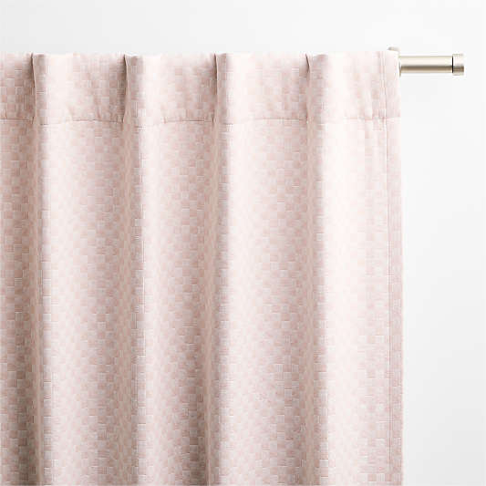 Mini Checker Wildflower Purple Kids Organic Cotton Blackout Curtain Panel