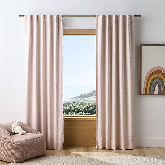 Mini Checker Wildflower Purple Kids Organic Cotton Blackout Curtain Panel 44"x96"