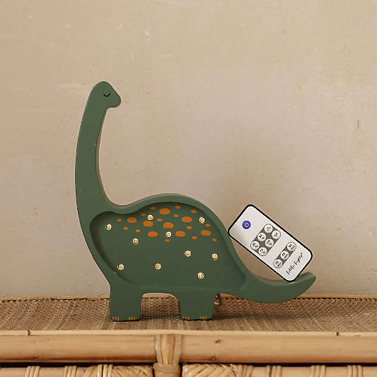 Little Lights Green Mini Dinosaur Kids Wood Table Lamp