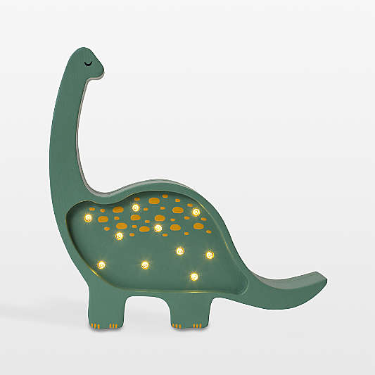 Little Lights Green Mini Dinosaur Kids Wood Table Lamp