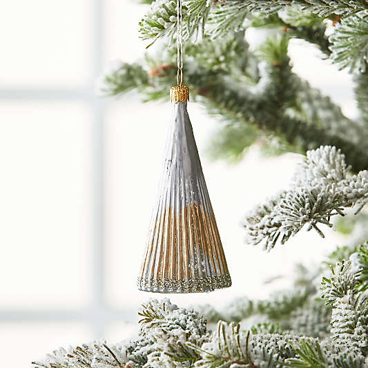 Mini Silver Glass Tree Ornament with Lines