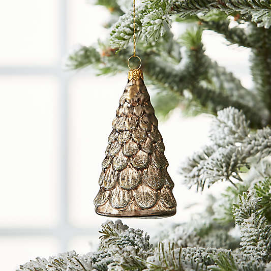 Mini Silver Glass Tree Ornament with Ridges