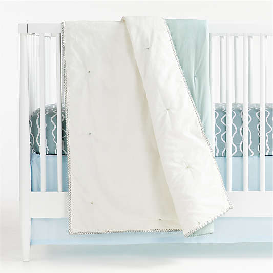 Blue Mini Tuft Organic Baby Crib Blanket