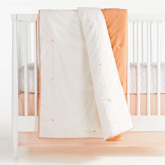 Peach Mini Tuft Organic Baby Crib Blanket