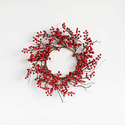 Faux Mini Red Berry Wreath 14"