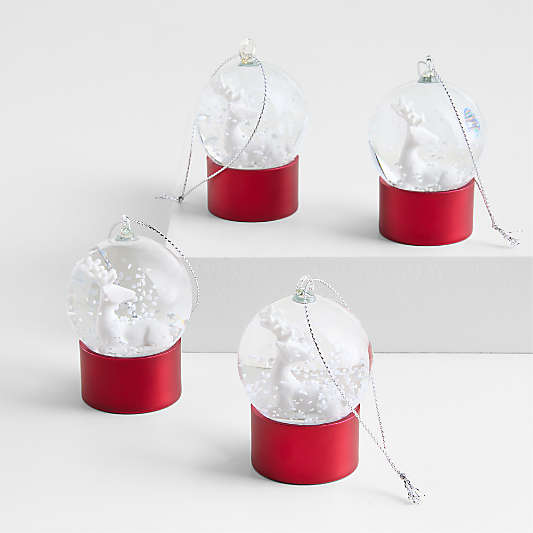 Mini Reindeer Snowglobe Christmas Ornaments, Set of 4