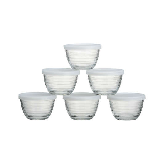 Mini Ribbed Bowl with Lid, Set of Six