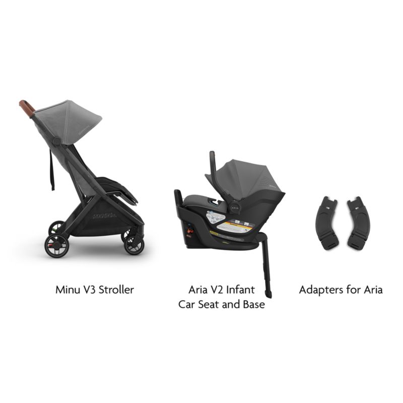 UPPAbaby Minu V3 Greyson Grey Compact Baby Stroller + Aria V2 Infant Car Seat Travel System - image 4 of 5