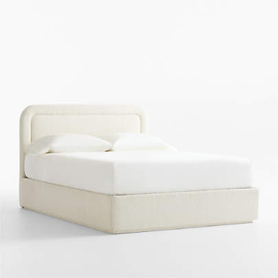 Mira Cream Boucle Upholstered Kids Full Storage Bed
