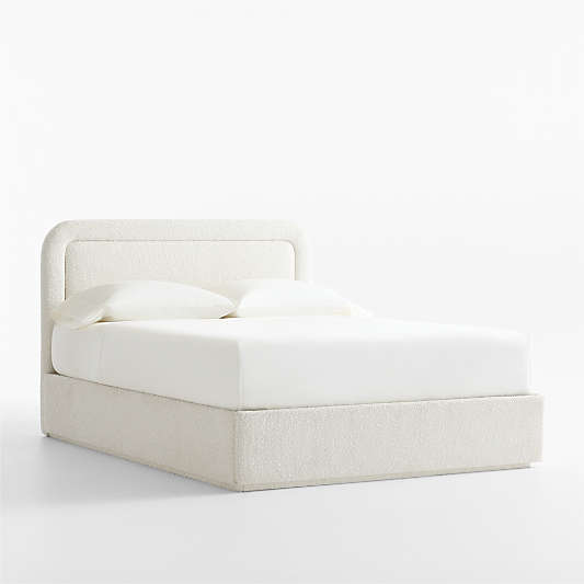 Mira Cream Boucle Upholstered Kids Full Storage Bed
