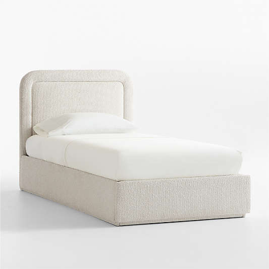 Mira Cream Performance Boucle Upholstered Kids Twin Storage Bed